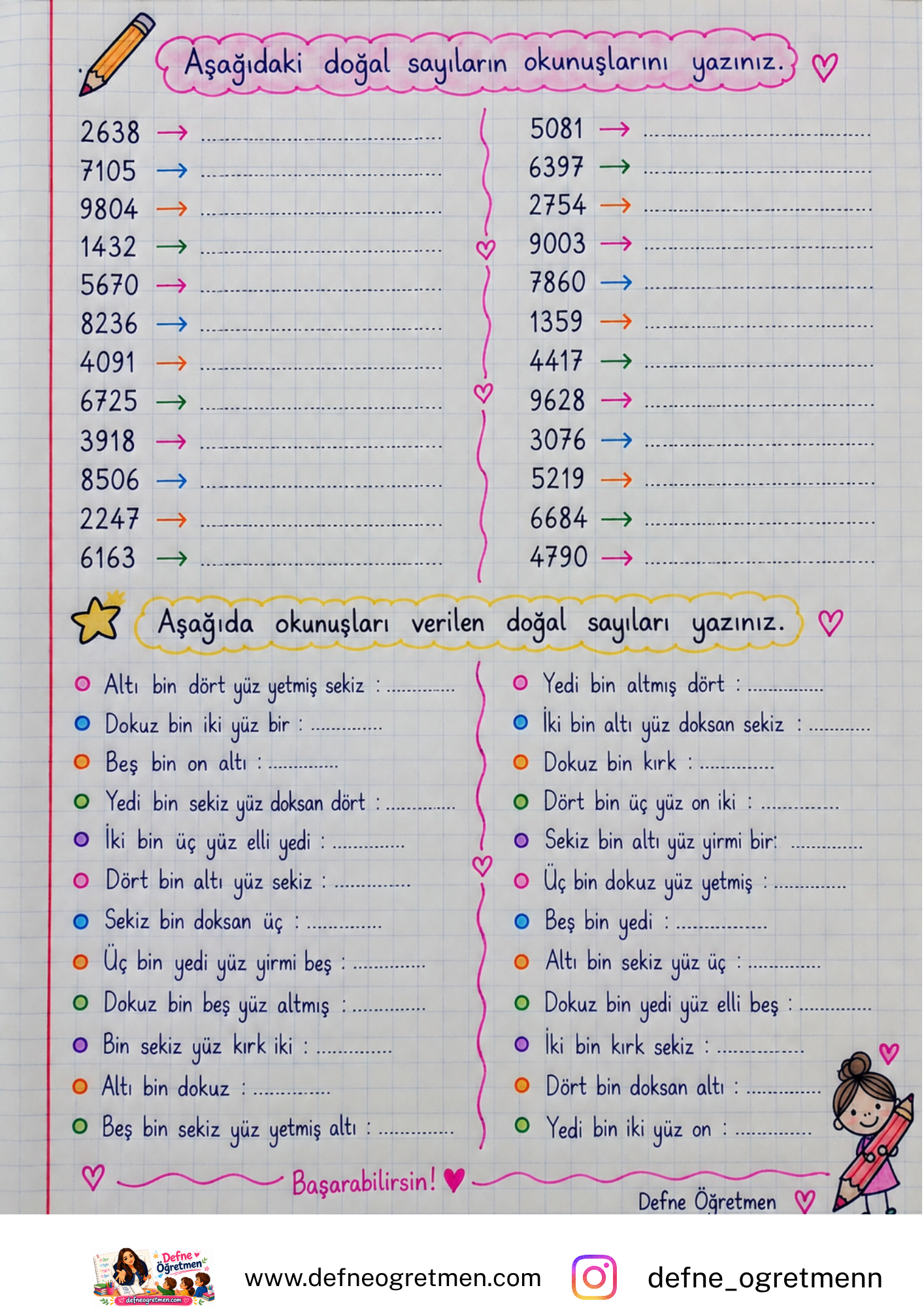 4,5 VE 6 BASAMAKLI SAYILARI OKUYALIM-YAZALIM