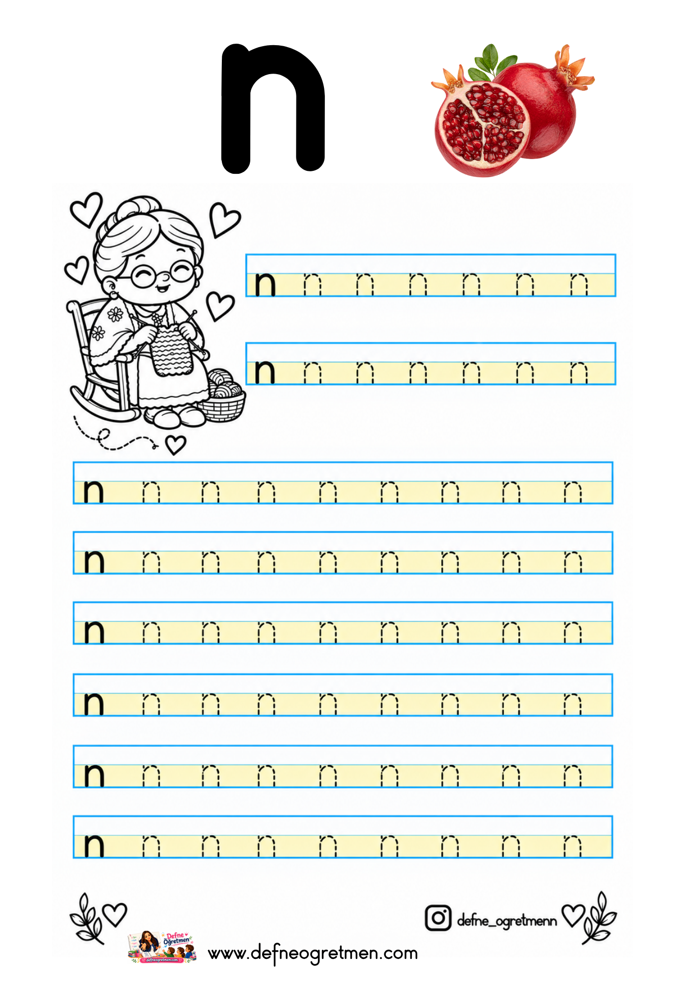 n, N HARFİ DSOYALARI (SARI RENK)